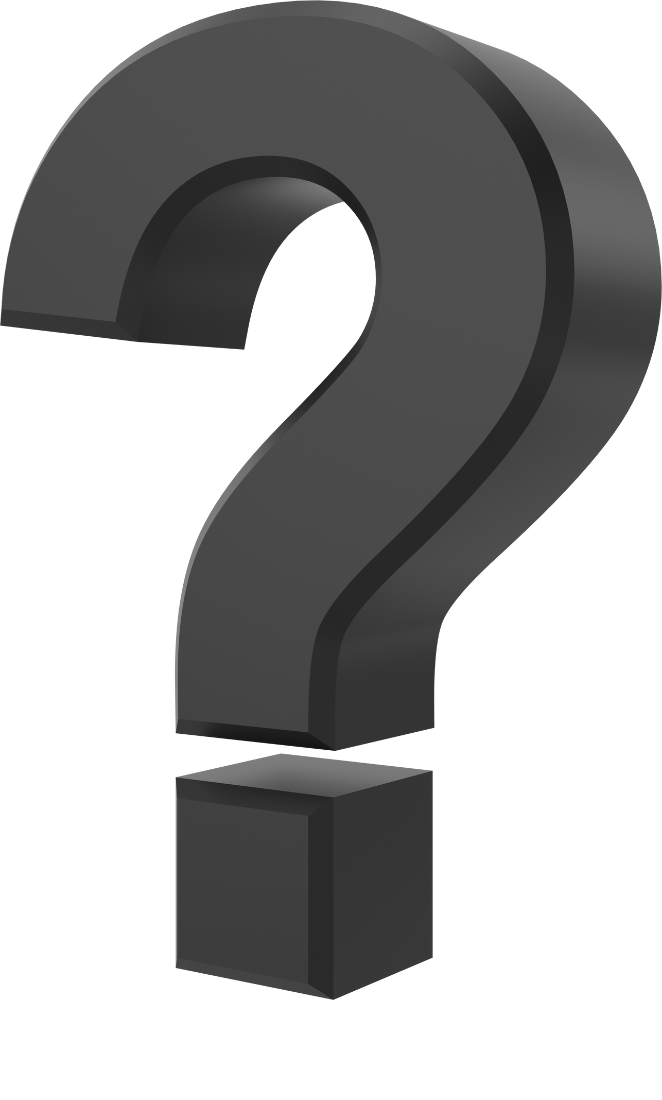 3D black question mark icon on white background